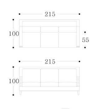 LIAM - 3 seater Technical Drawing