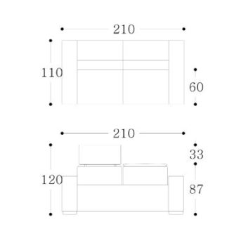ENCORE - 3 seater Technical Drawing