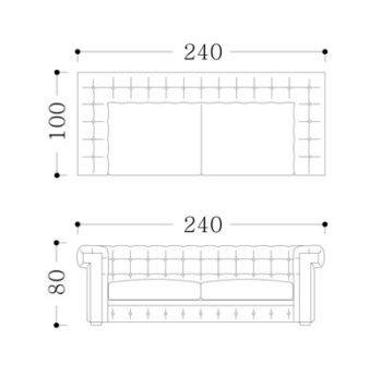 RENOIR-3 seater Technical Drawing