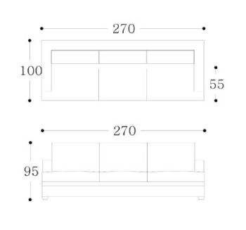 TILDA - 3 seater Technical Drawing