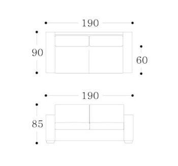 ZENA - 2.5 seater Technical Drawing