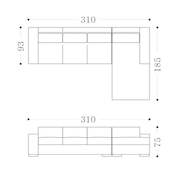 CONCORD - right chaise Technical Drawing