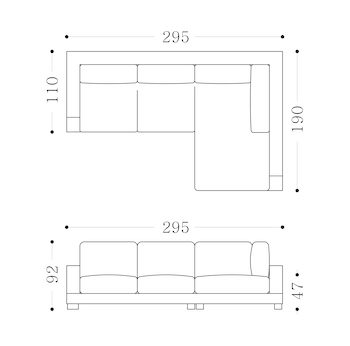EVA MODULAR - right chaise Technical Drawing