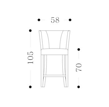 ZARA STOOL - 70cm height Technical Drawing