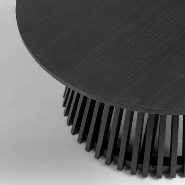 Rena Round Black Solid Timber Wood Coffee Table 3