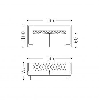 ALEXANDER - 2 seater Technical drawing