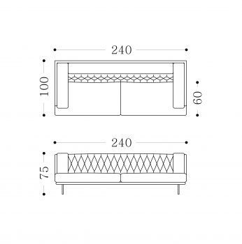 ALEXANDER - 3 seater Technical drawing
