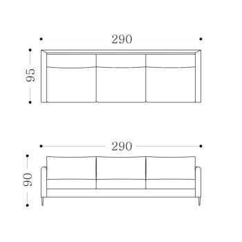 Westbury 4 Seater Sofa Technical Drawing