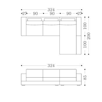 BARCELONA - 3240mm 3 seater + right chaise