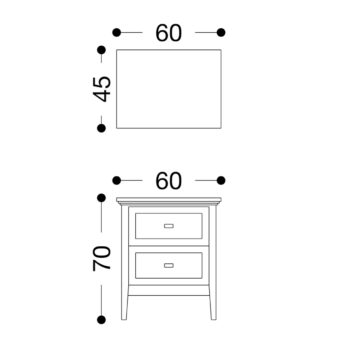 Sloane bedside 600 technical drawing