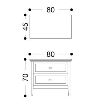 Sloane bedside 800 technical drawing