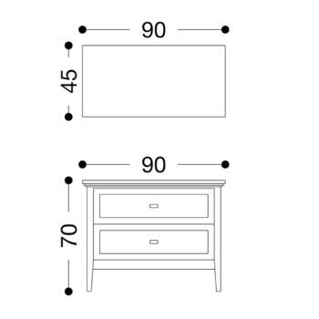 Sloane bedside 900 technical drawing