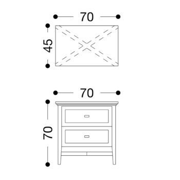 Sloane cross bedside 700 Technical drawing