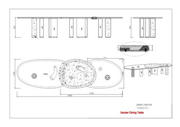 Xander Dining Table A+B+C 4000mm Drawing
