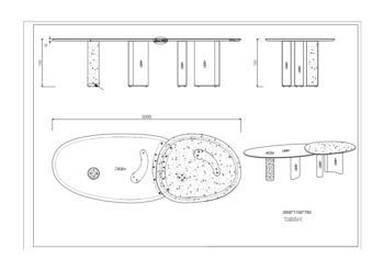 Xander Dining Table A+C 3000mm Drawing