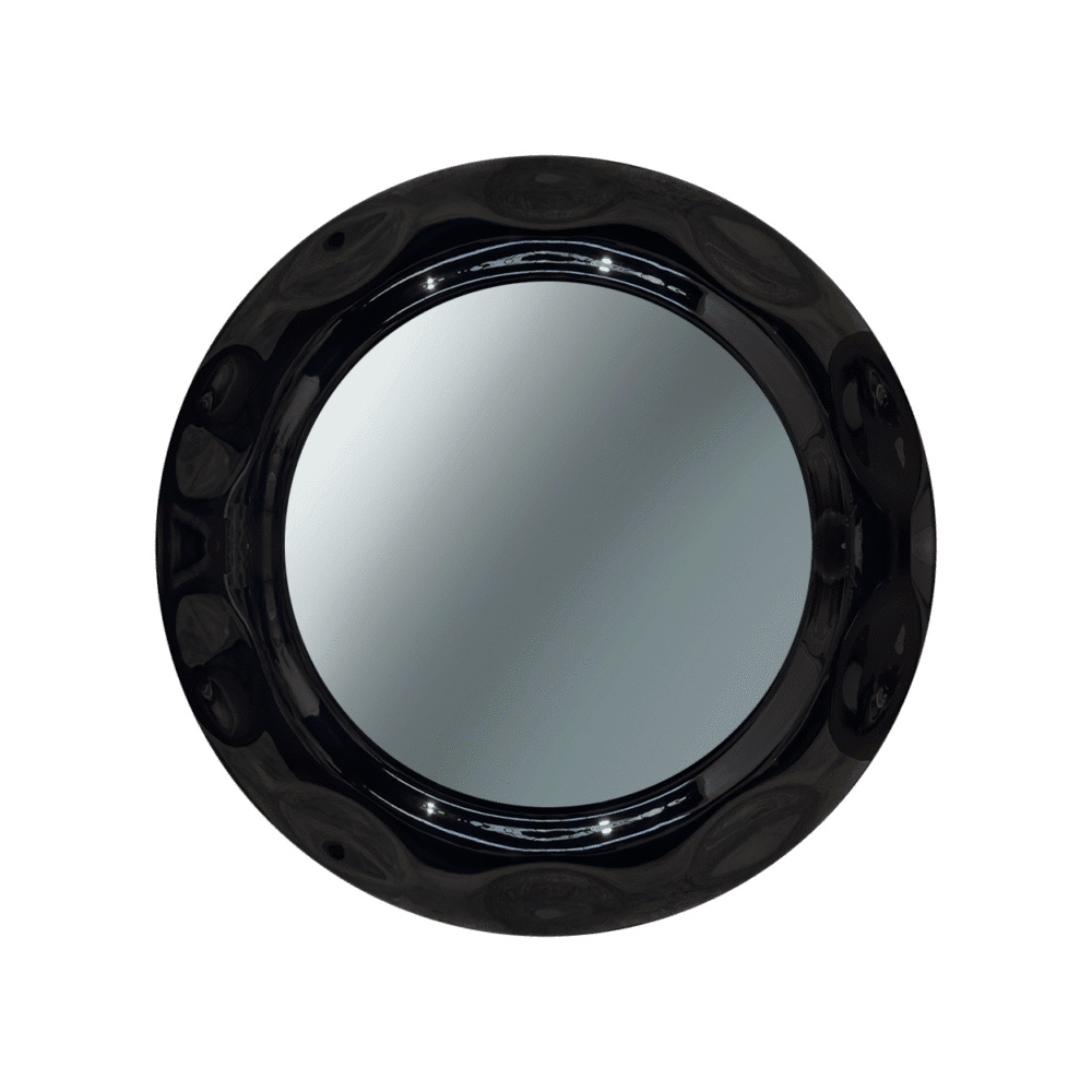 Wren Black Round Mirror